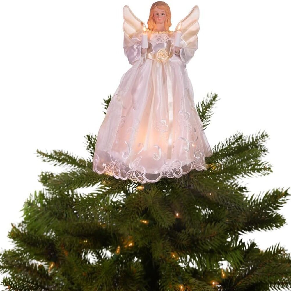 Kurt Adler 10-Inch UL 10-Light Gold/Ivory Angel Treetop - Picture 9 of 11